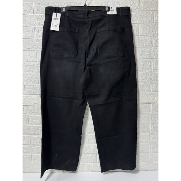 Oat New York Jeans Women's Size 22W High Rise Wide Leg Black Wash Raw Hem Jeans - Picture 2 of 8